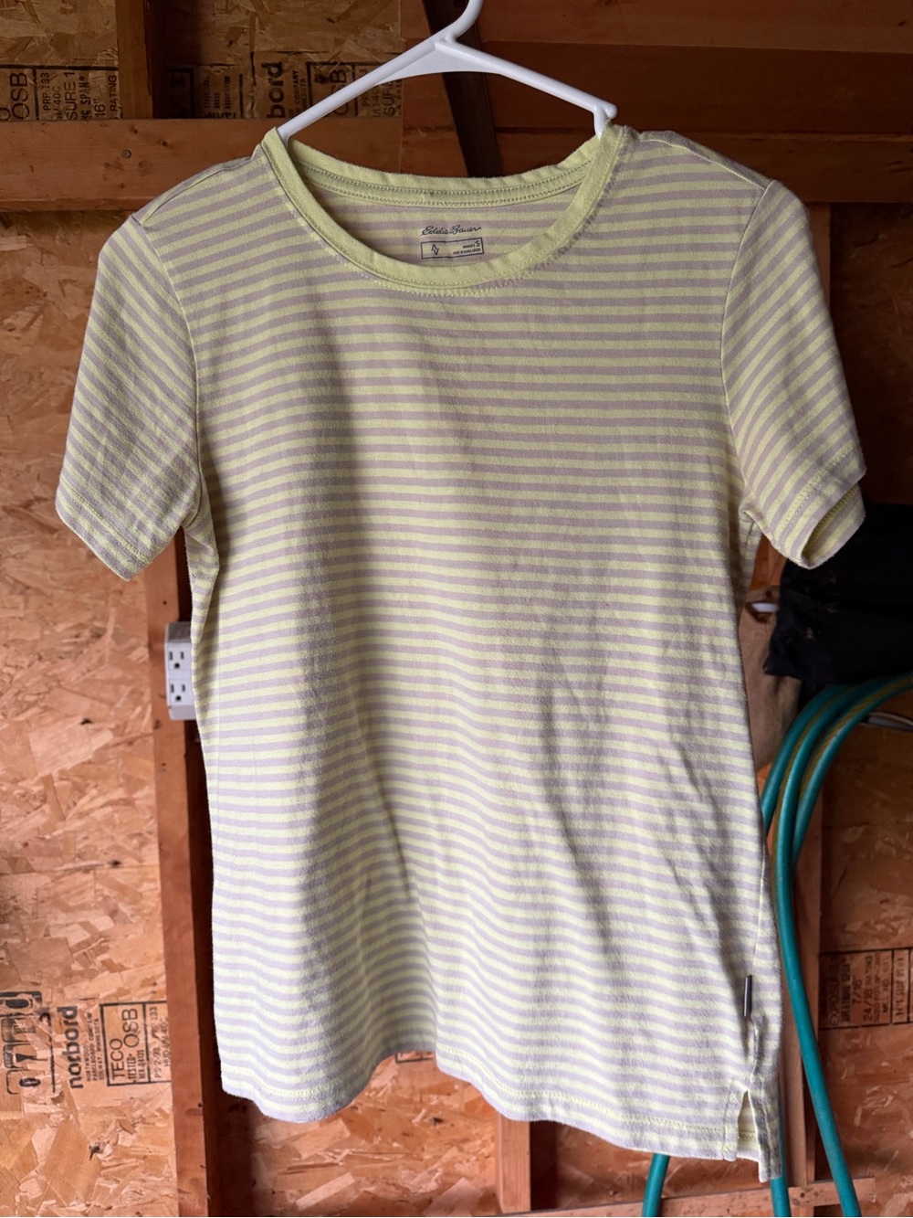 Eddie Bauer Lavender and White Striped Crewneck Tee